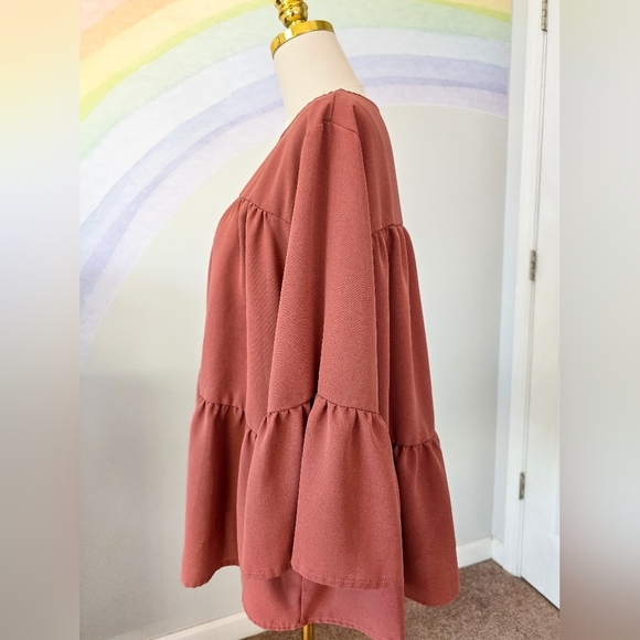 Shein | XXL | Rust Colored Bell Sleeve Smock Top - Picture 2 of 7